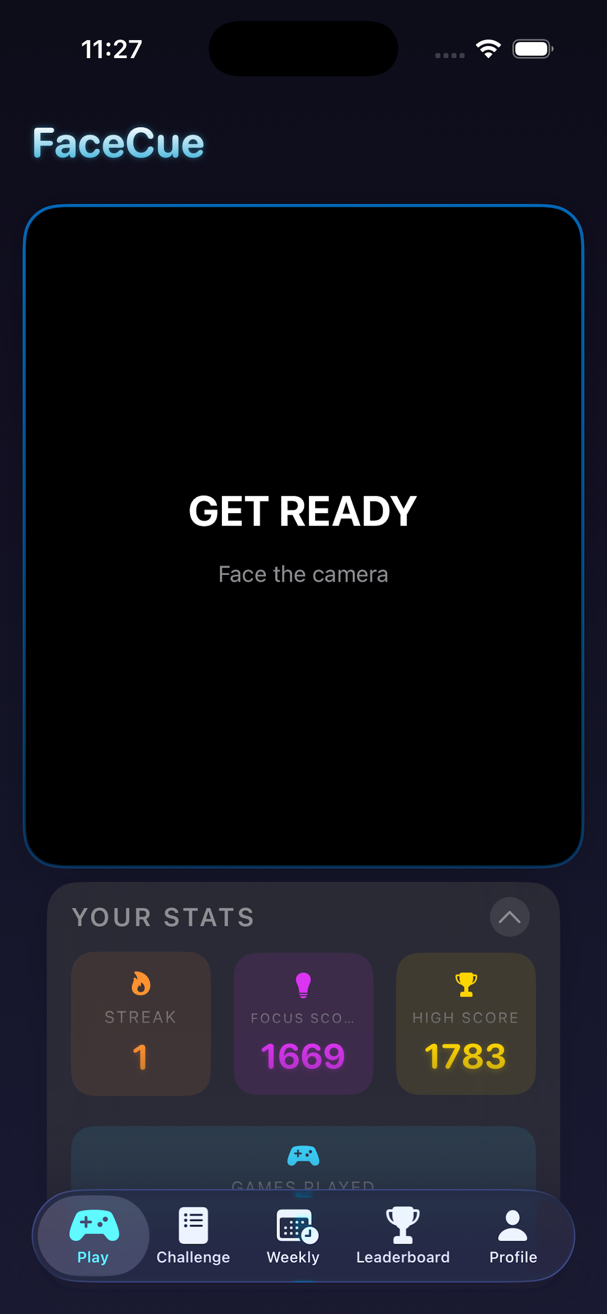 FaceCue Game Screen